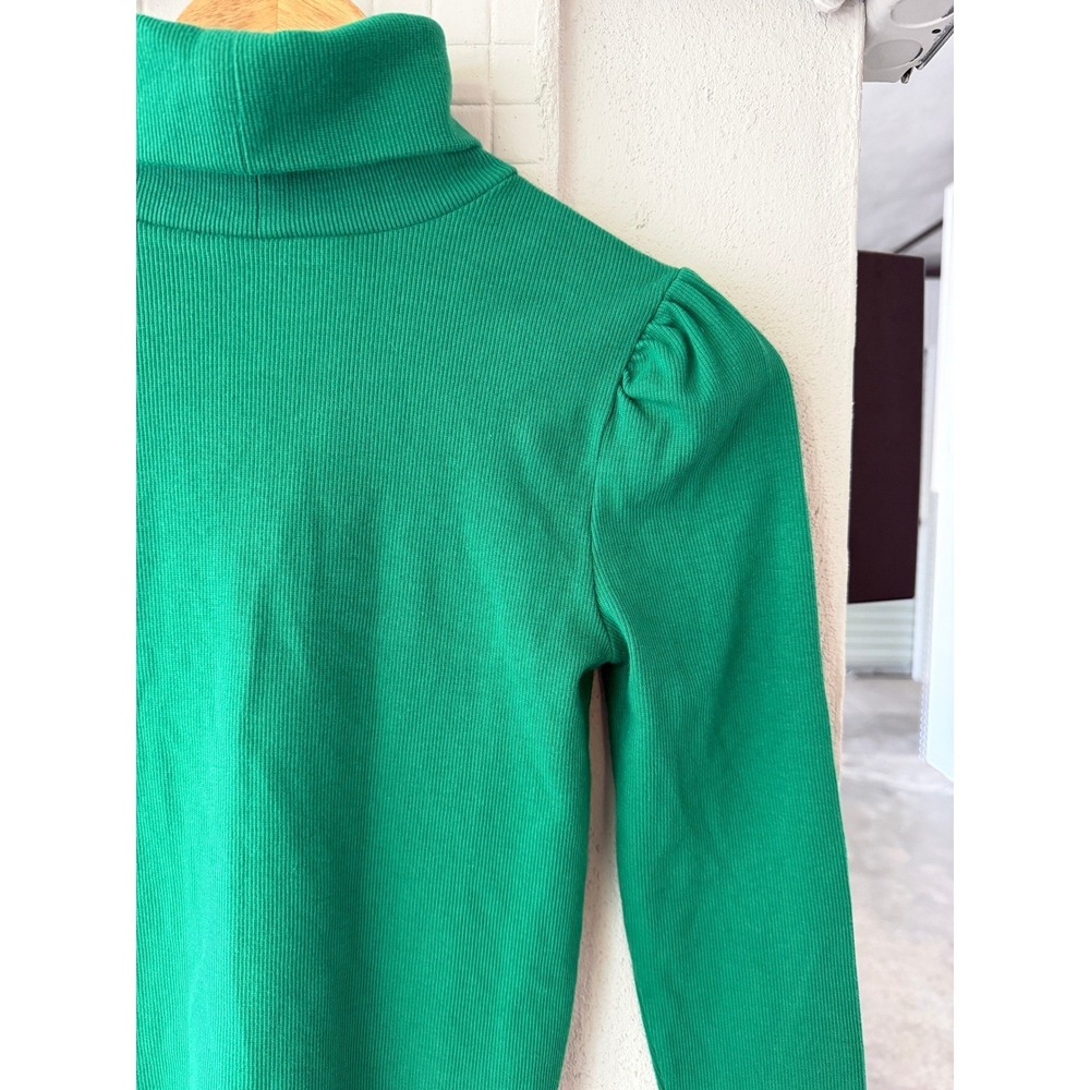 Gap Kids Girls Holiday Green Ribbed Puff Sleeve Turtleneck Top Size L 10 NWT - Picture 7 of 11